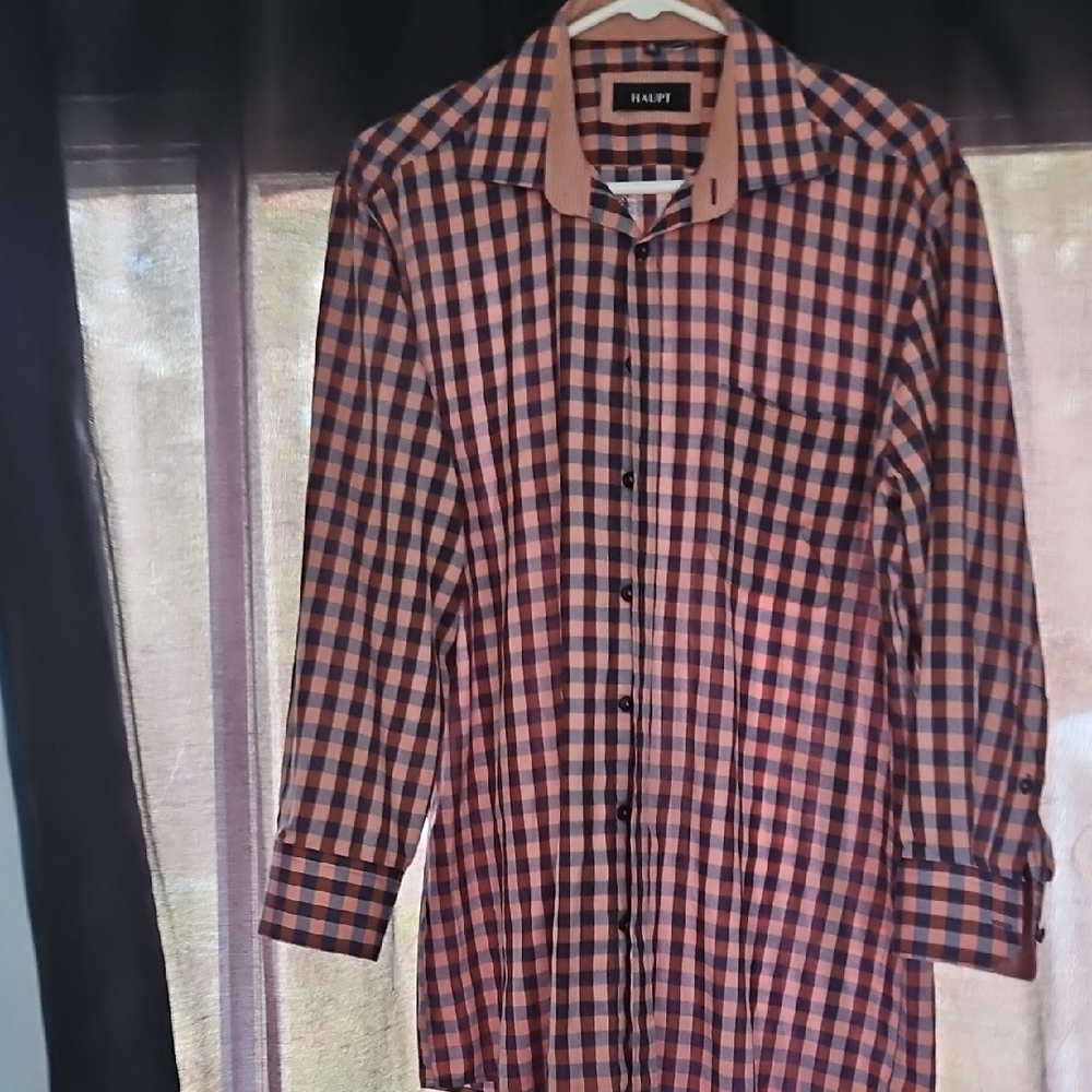 HAWES & CURTIS Men's Plaid Shirt - Black and Brown